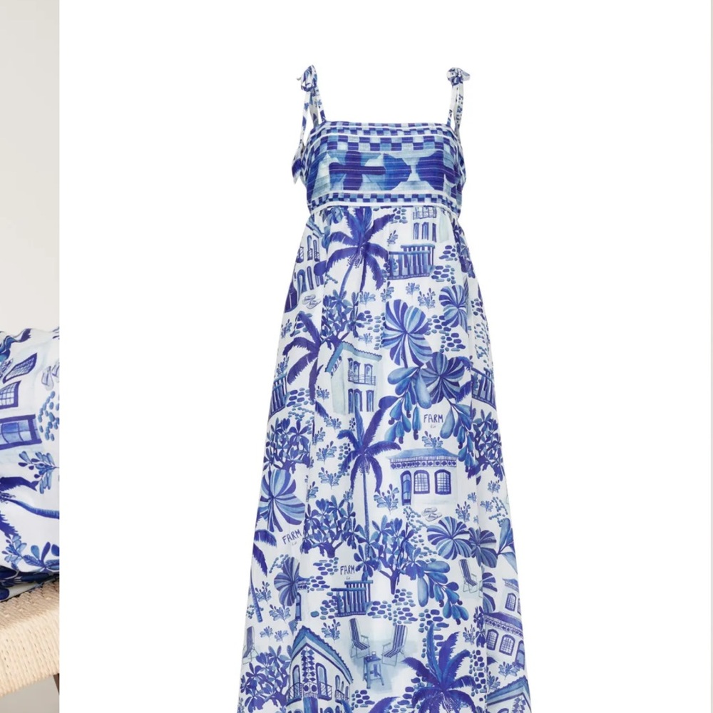 Blue Printed Tie-Strap Maxi Dress - Picture 5 of 16